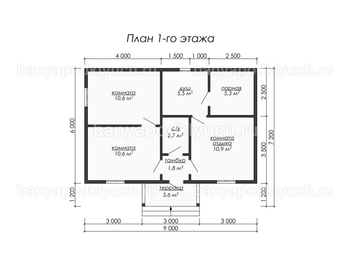 Каркасная баня 9x6 м Каркасная баня 9x6 м